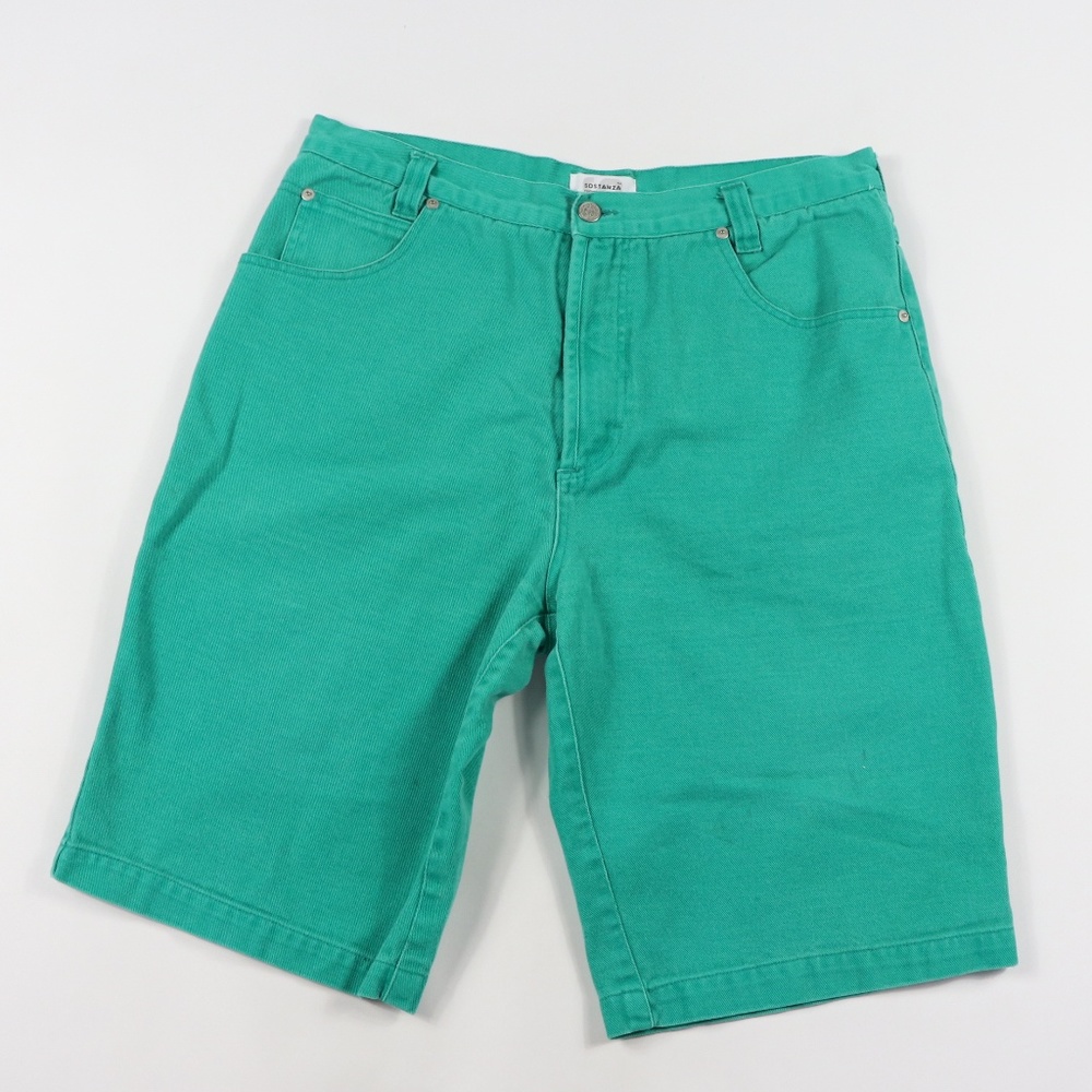 Vintage 90s Mens 36 Streetwear Denim Shorts Green